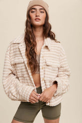 Cream Plaid Fleece Shacket - Cozy & Stylish, Shackets, $ 69.00, A Moment Of Now™